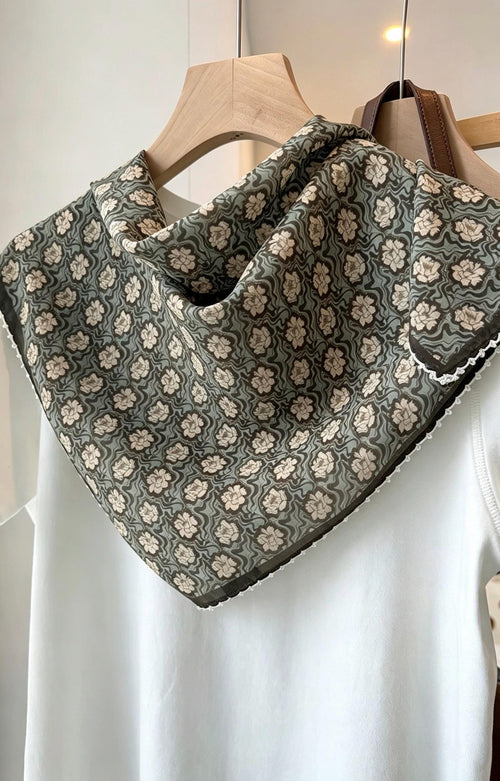 100% Mulberry Silk Scarf 26"x26" 65x65cm, Muted Morandi Grey Silk Crepe de Chine Square Scarf, Vintage Classical Gift for Her