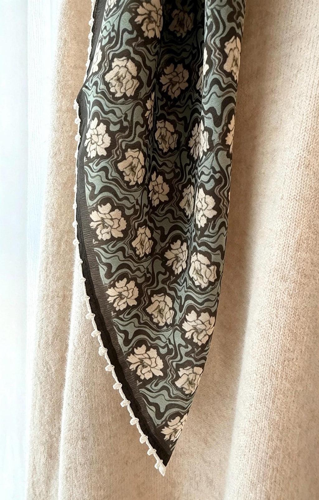 100% Mulberry Silk Scarf 26"x26" 65x65cm, Muted Morandi Grey Silk Crepe de Chine Square Scarf, Vintage Classical Gift for Her