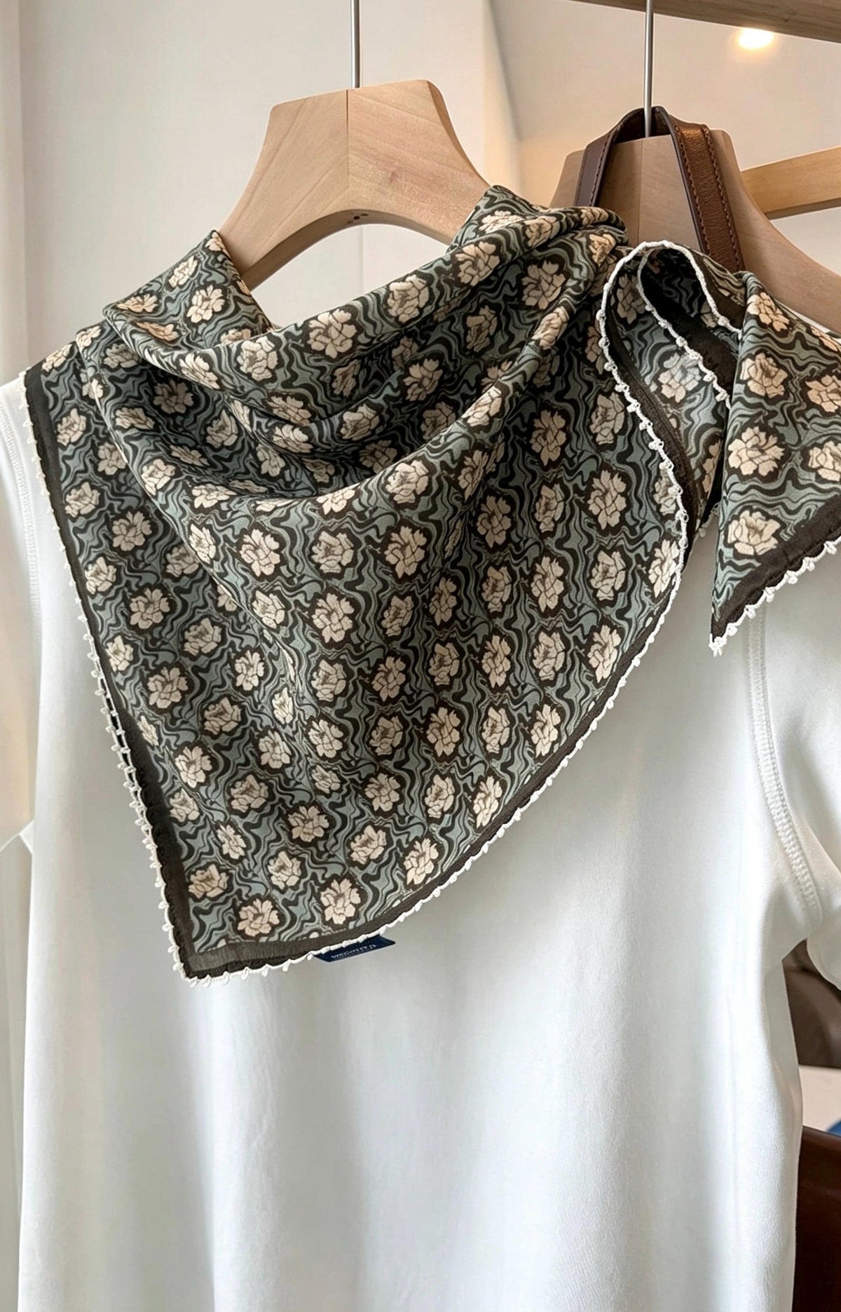 100% Mulberry Silk Scarf 26"x26" 65x65cm, Muted Morandi Grey Silk Crepe de Chine Square Scarf, Vintage Classical Gift for Her