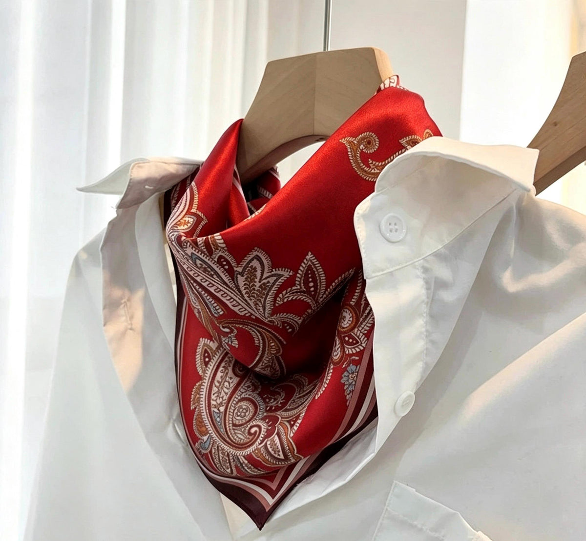 100% Mulberry Silk Scarf 21"x21" 53x53cm, Dunhuang Color Oriental Mandala Silk Square Scarf, Bandana Neckwear, Gift for Her