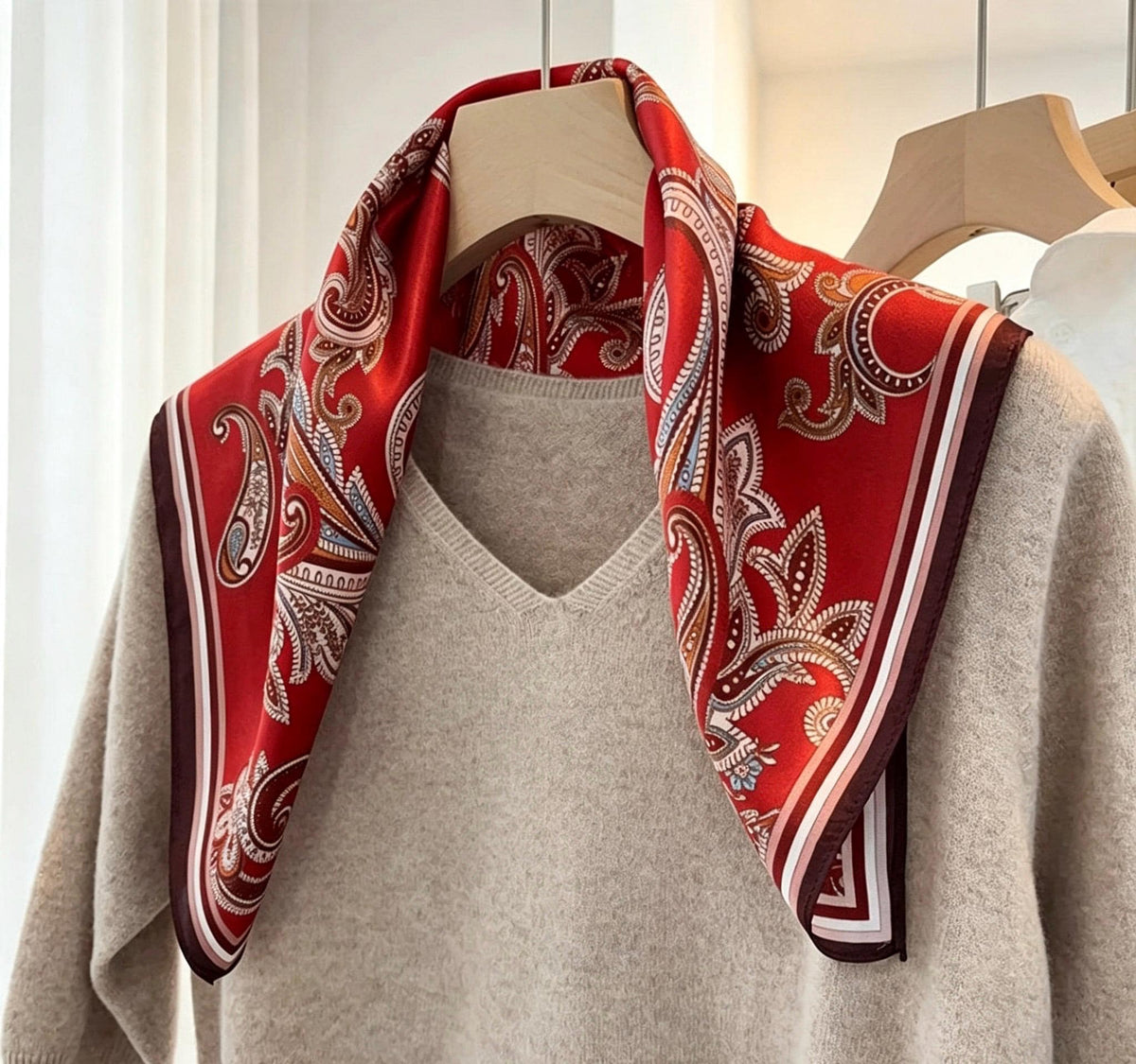 100% Mulberry Silk Scarf 21"x21" 53x53cm, Dunhuang Color Oriental Mandala Silk Square Scarf, Bandana Neckwear, Gift for Her