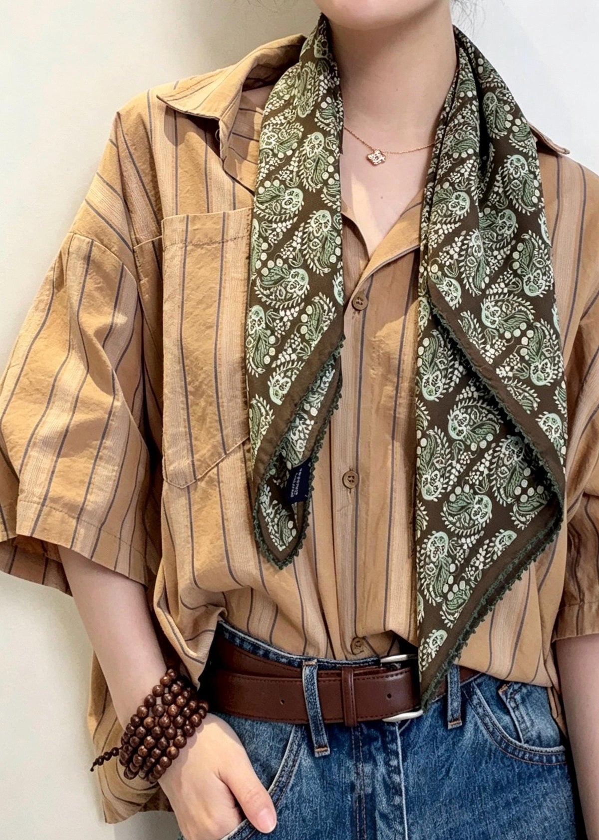 100% Mulberry Silk Scarf 27"x27" 68x68cm, Deep Brown Vintage European Pattern Silk Crepe de Chine Square Scarf, Classic Gift for Her