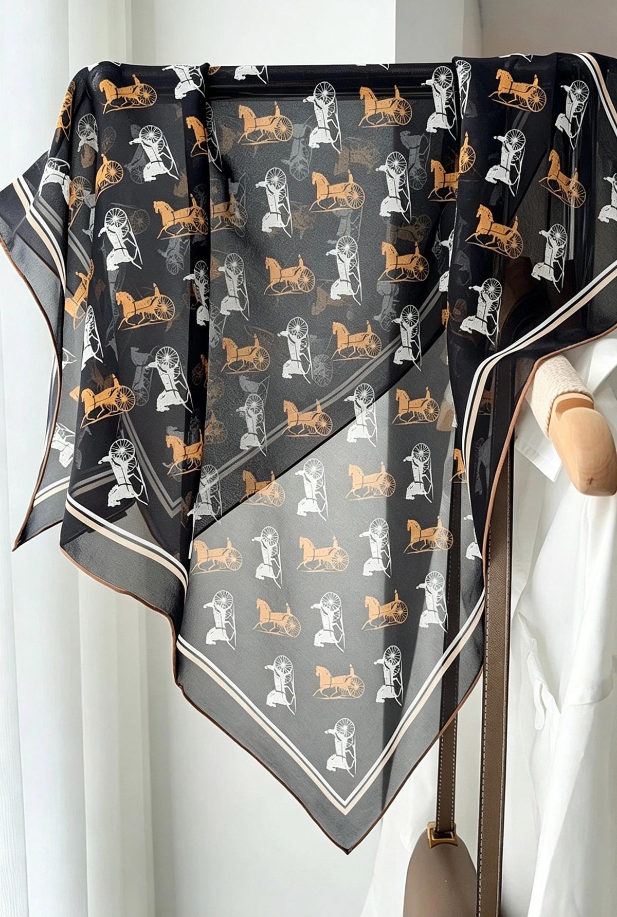 100% Mulberry Silk Scarf 26"x26" 65x65cm, Sheer Silk Georgette Floral Square Scarf, Fresh Elegant Neckwear, Spring Summer Gift for Her