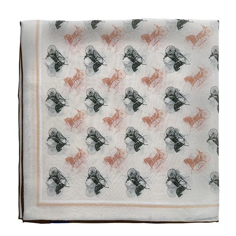 100% Mulberry Silk Scarf 26"x26" 65x65cm, Sheer Silk Georgette Floral Square Scarf, Fresh Elegant Neckwear, Spring Summer Gift for Her
