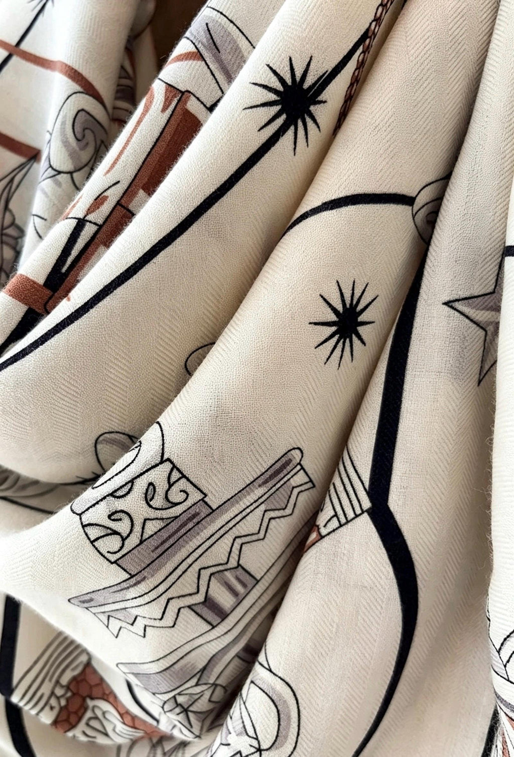 Silk Wool Scarf 53"x53" 135x135cm, Vintage Equestrian Heritage Silk Wool Blend Square Shawl, Luxury Collector Gift for Her