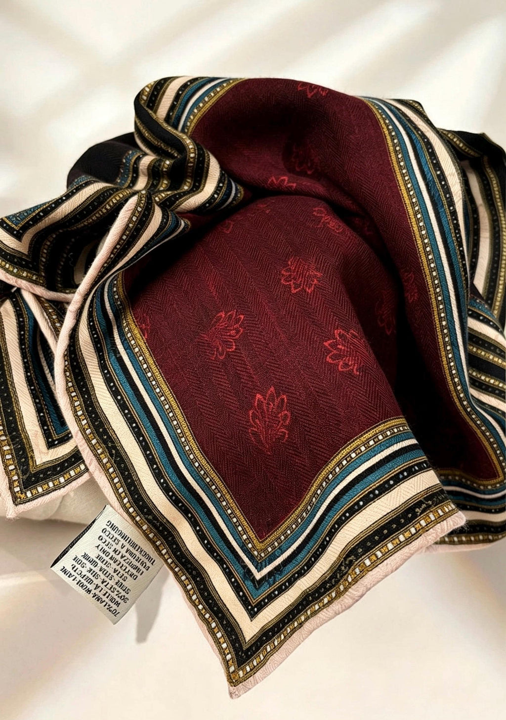 Silk Wool Scarf 26"x26" 65x65cm, Italian Style Four Grid Color Block Silk Wool Square Scarf, Neckwear Shawl Wrap, Winter Gift for Her