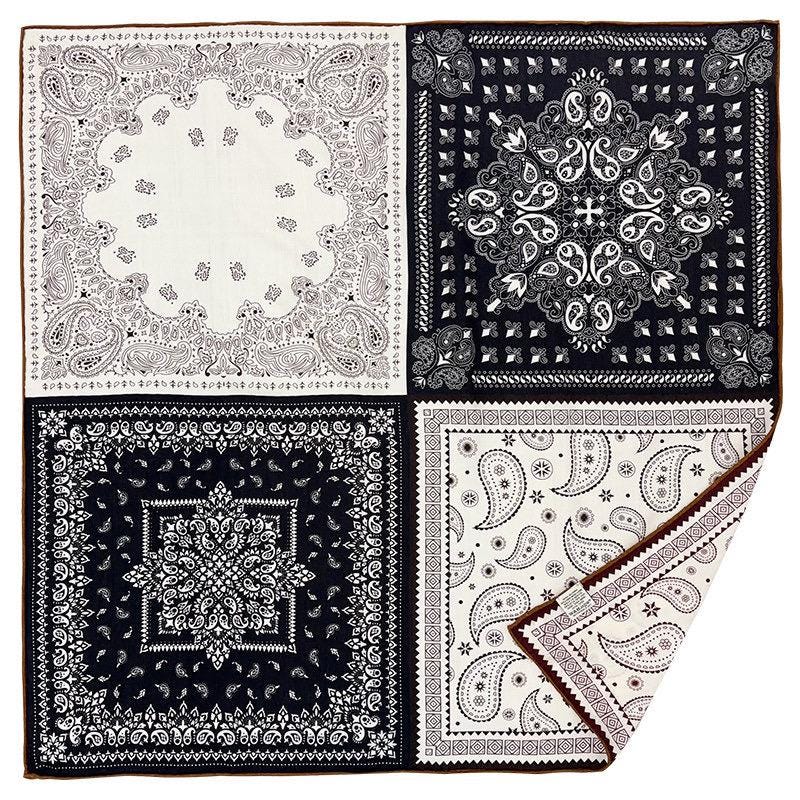 Silk Wool Scarf 35"x35" 88x88cm, Italian Paisley Four Grid Silk Wool Square Scarf, Winter Shawl Wrap, Gift for Her