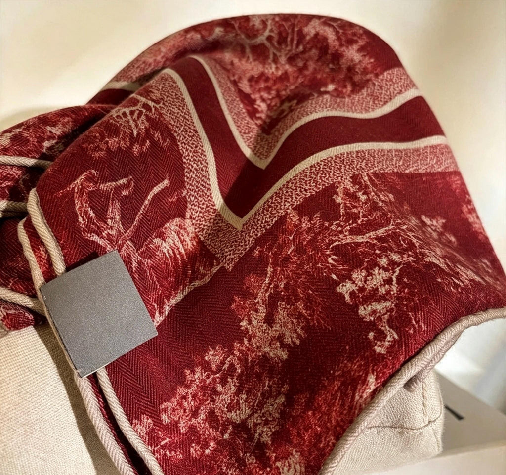 Silk Wool Scarf 35"x35" 88x88cm, Heavyweight Jungle Botanical Silk Wool Blend Square Scarf, Elegant Spring Autumn Shawl Gift for Her
