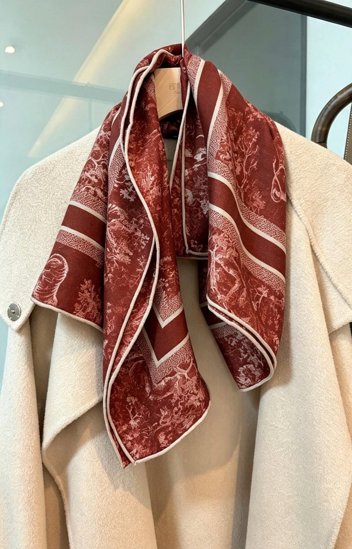 Silk Wool Scarf 35"x35" 88x88cm, Heavyweight Jungle Botanical Silk Wool Blend Square Scarf, Elegant Spring Autumn Shawl Gift for Her