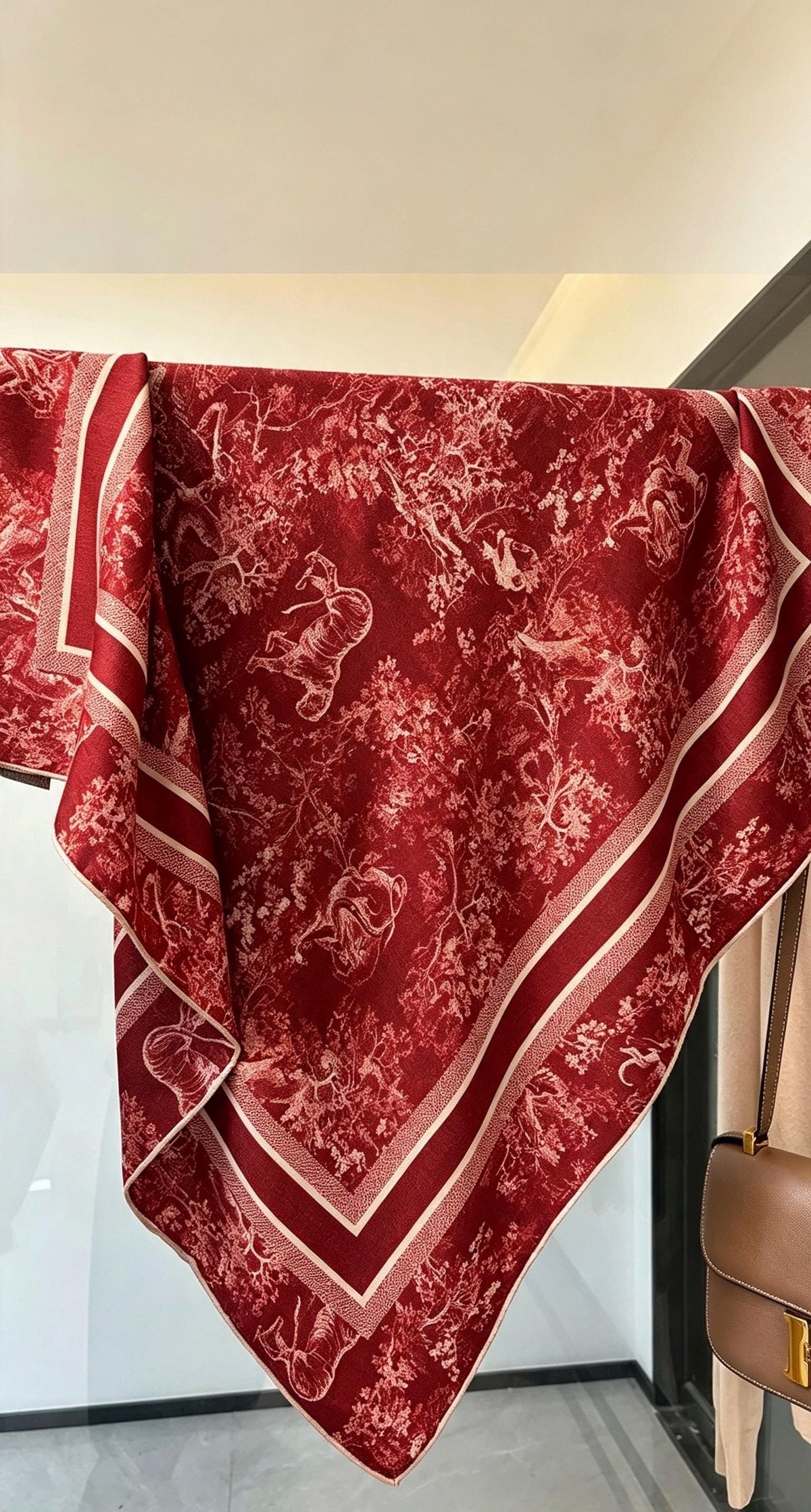 Silk Wool Scarf 35"x35" 88x88cm, Heavyweight Jungle Botanical Silk Wool Blend Square Scarf, Elegant Spring Autumn Shawl Gift for Her