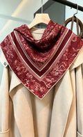 Silk Wool Scarf 35"x35" 88x88cm, Heavyweight Jungle Botanical Silk Wool Blend Square Scarf, Elegant Spring Autumn Shawl Gift for Her