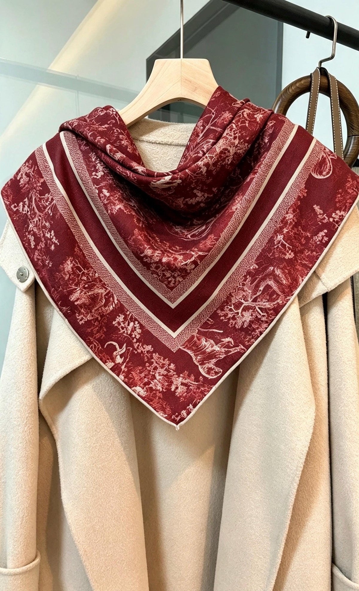 Silk Wool Scarf 35"x35" 88x88cm, Heavyweight Jungle Botanical Silk Wool Blend Square Scarf, Elegant Spring Autumn Shawl Gift for Her