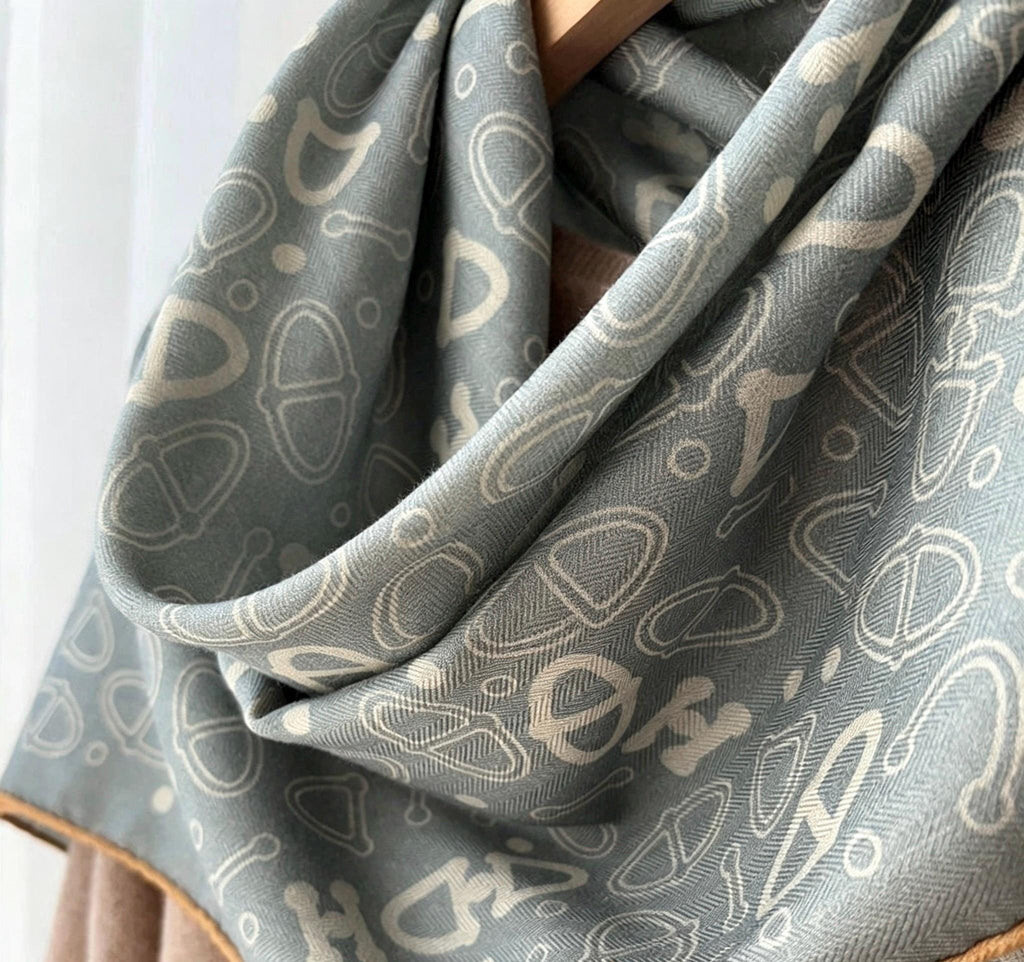 Silk Wool Scarf 35"x35" 88x88cm, Dusty Blue Reversible Silk Wool Square Scarf, Winter Shawl Wrap, Elegant Gift for Her