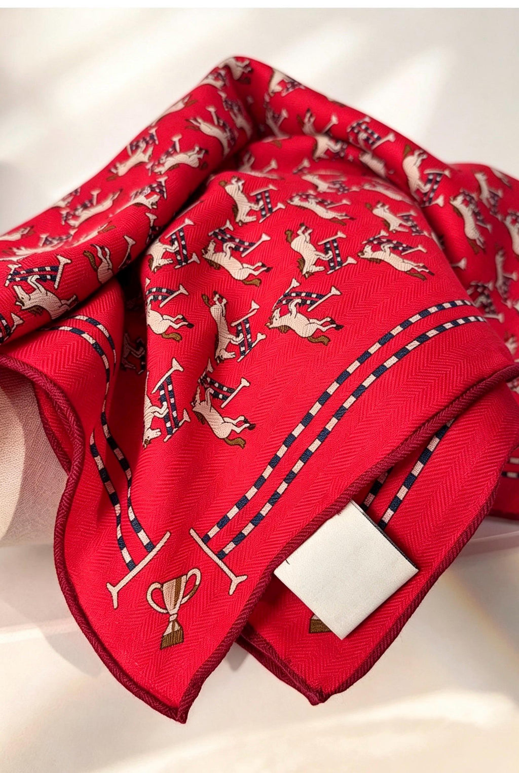 Silk Wool Scarf 35"x35" 88x88cm, Cute Playful Horse Silk Wool Square Scarf, Whimsical Spring Shawl Wrap, Cute Gift for Her