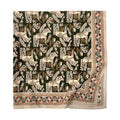 100% Mulberry Silk Scarf 26"x26" 65x65cm, Green Woodland Horse Print Silk Crepe de Chine Square Scarf, Neckwear, Gift for Her