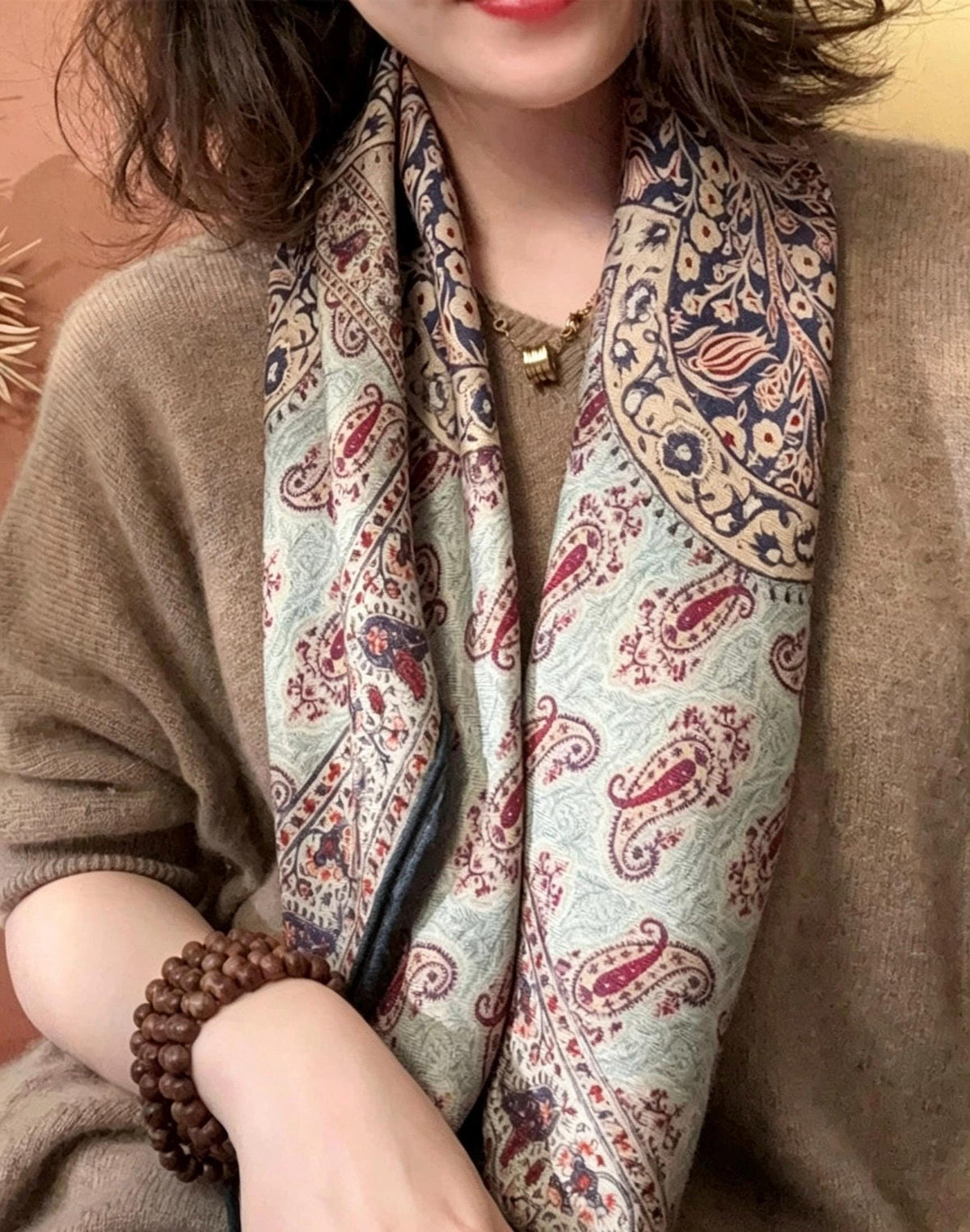Silk Wool Scarf 35"x35" 88x88cm, Elegant Dusty Blue Silk Wool Square Scarf, Classic Soft Shawl Wrap, Sophisticated Gift for Her
