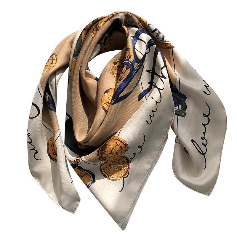 Silk Scarf 35"x35" 88x88cm, Vintage Retro Fashion Lady Silk Square Scarf, Modern Chic Silk Twill Shawl Wrap, Elegant Gift for Her