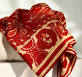 Silk Wool Scarf 35"x35" 88x88cm, Italian Paisley Luxury Silk Wool Square Scarf Shawl for Women