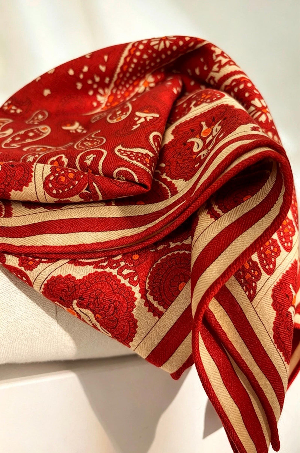 Silk Wool Scarf 35"x35" 88x88cm, Italian Paisley Luxury Silk Wool Square Scarf Shawl for Women