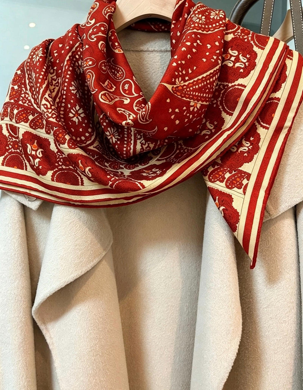 Silk Wool Scarf 35"x35" 88x88cm, Italian Paisley Luxury Silk Wool Square Scarf Shawl for Women
