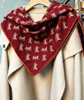 Silk Wool Scarf 35"x35" 88x88cm, Italian Red Black Horse Carriage Silk Wool Square Scarf, Luxury Soft Shawl Wrap, Gift for Her