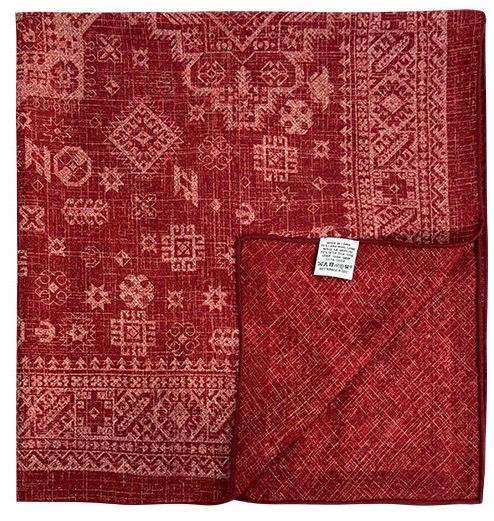 Silk Wool Scarf 35"x35" 88x88cm, Ancora Red Tie Dye Silk Wool Square Scarf, Artisanal Winter Shawl Wrap, Elegant Gift for Her