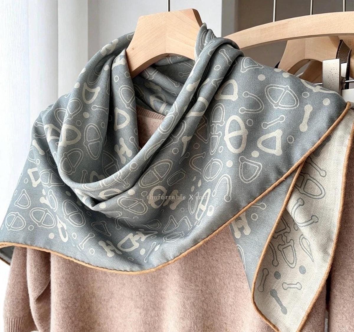 Silk Wool Scarf 35"x35" 88x88cm, Dusty Blue Reversible Silk Wool Square Scarf, Winter Shawl Wrap, Elegant Gift for Her