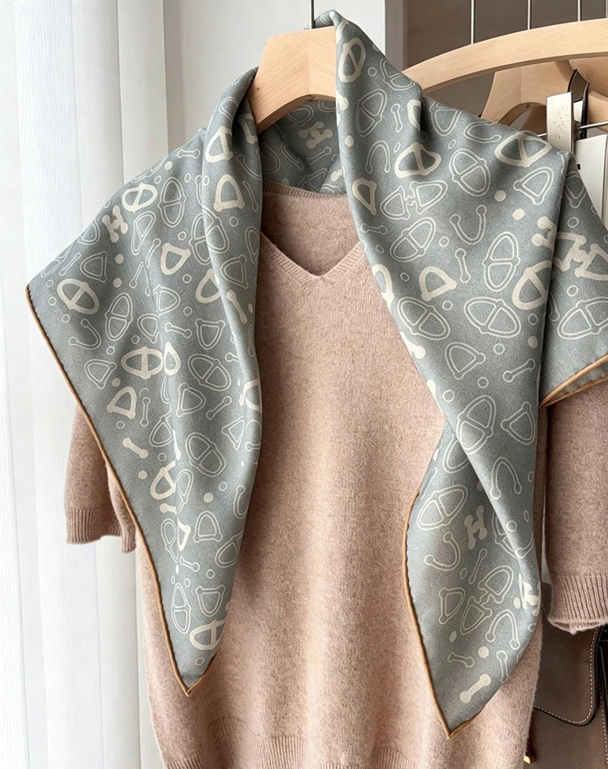 Silk Wool Scarf 35"x35" 88x88cm, Dusty Blue Reversible Silk Wool Square Scarf, Winter Shawl Wrap, Elegant Gift for Her