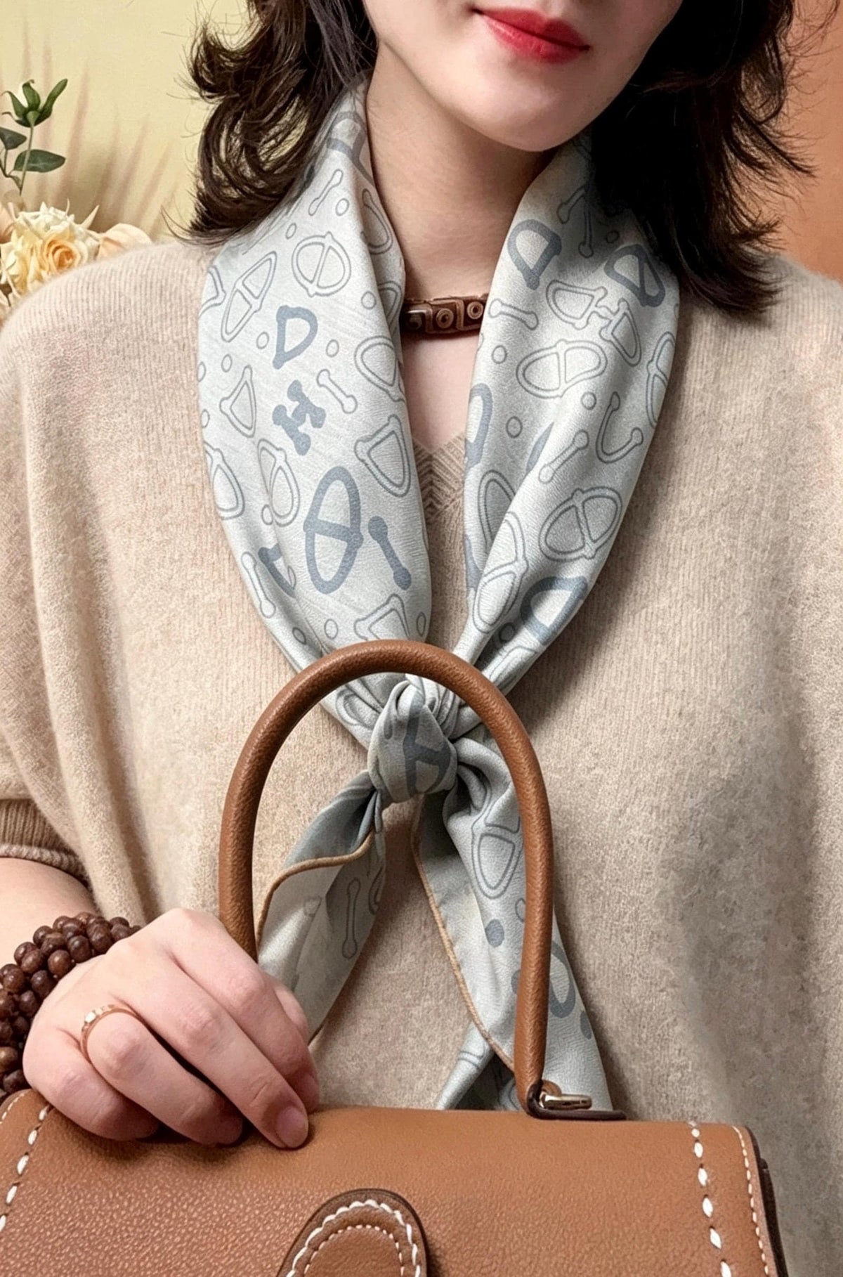 Silk Wool Scarf 35"x35" 88x88cm, Dusty Blue Reversible Silk Wool Square Scarf, Winter Shawl Wrap, Elegant Gift for Her