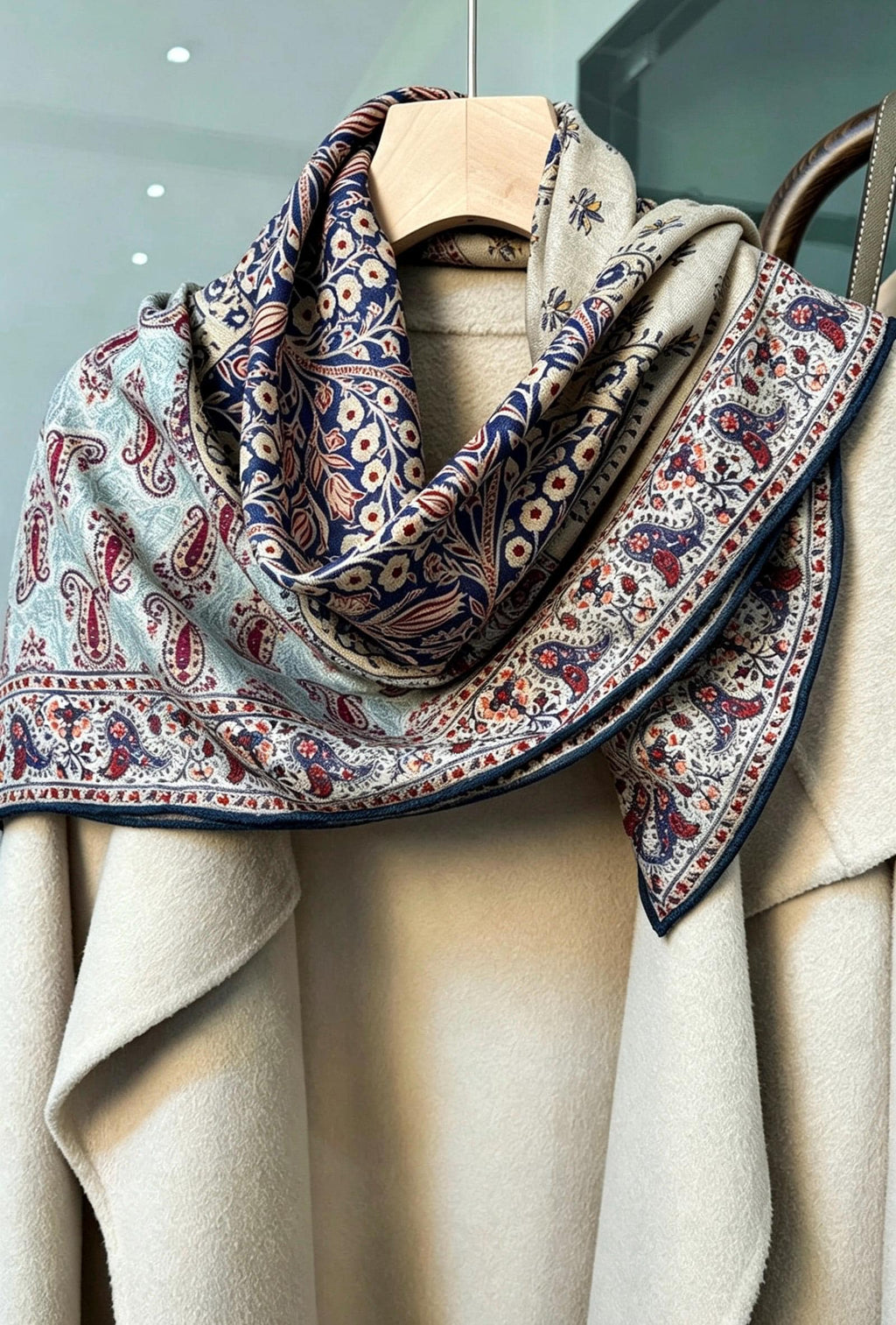 Silk Wool Scarf 35"x35" 88x88cm, Elegant Dusty Blue Silk Wool Square Scarf, Classic Soft Shawl Wrap, Sophisticated Gift for Her