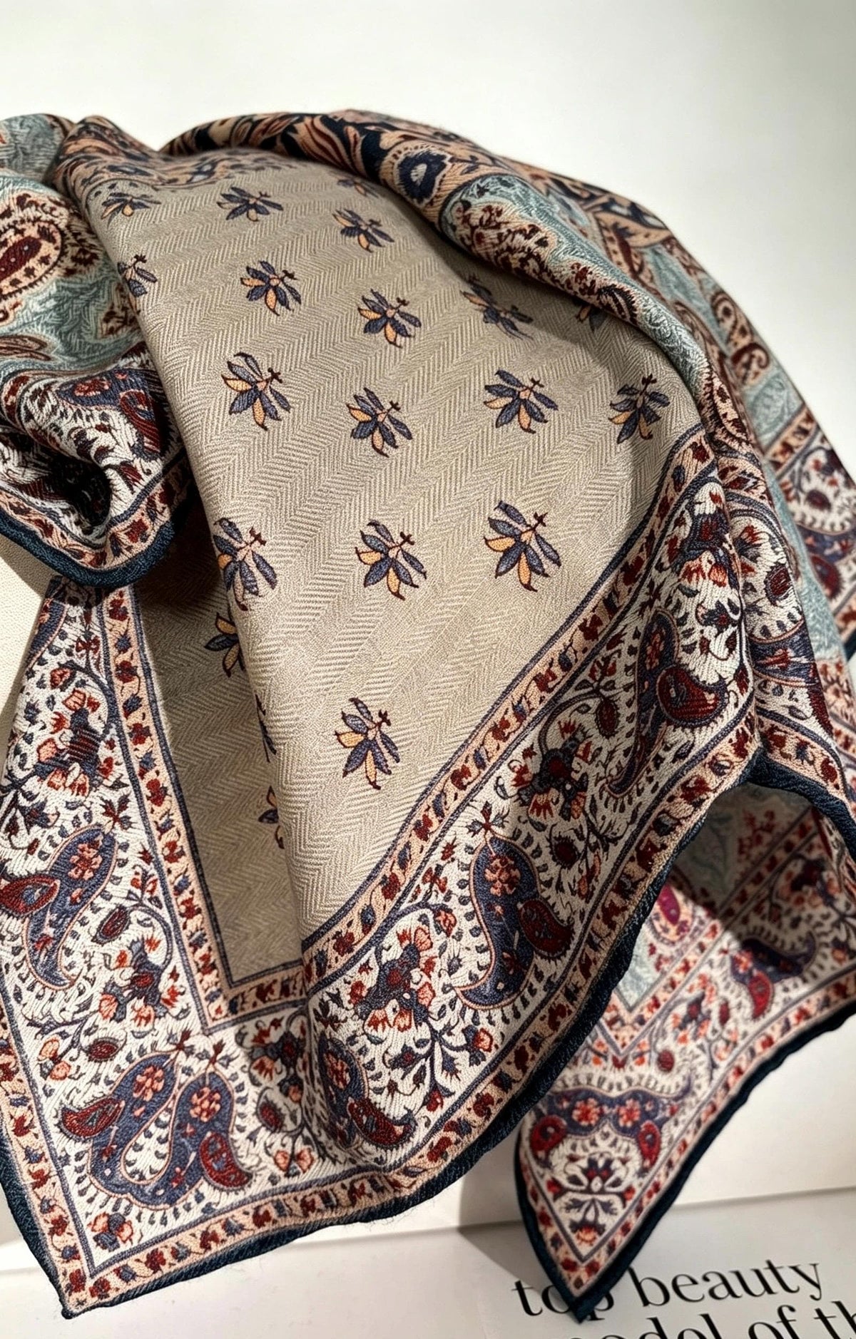 Silk Wool Scarf 35"x35" 88x88cm, Elegant Dusty Blue Silk Wool Square Scarf, Classic Soft Shawl Wrap, Sophisticated Gift for Her