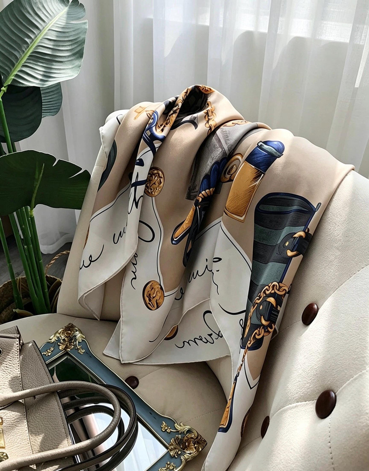Silk Scarf 35"x35" 88x88cm, Vintage Retro Fashion Lady Silk Square Scarf, Modern Chic Silk Twill Shawl Wrap, Elegant Gift for Her