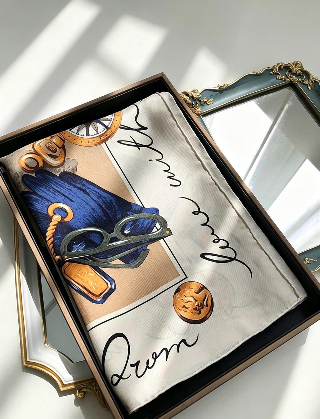 Silk Scarf 35"x35" 88x88cm, Vintage Retro Fashion Lady Silk Square Scarf, Modern Chic Silk Twill Shawl Wrap, Elegant Gift for Her