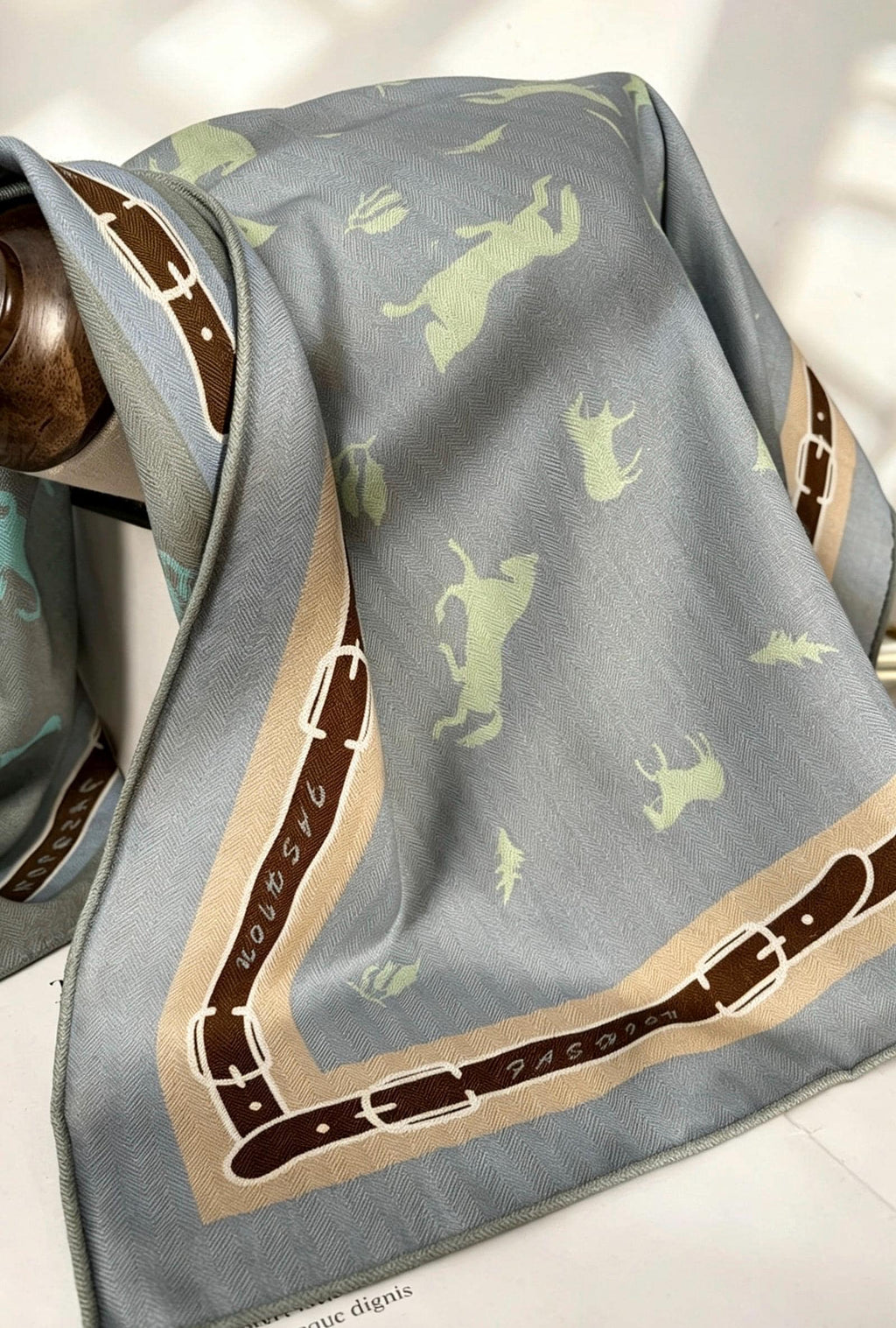 Silk Wool Scarf 35"x35" 88x88cm, Creamy Dust Blue Pony Silk Wool Square Scarf, Multifunctional Soft Shawl Wrap, Gift for Her