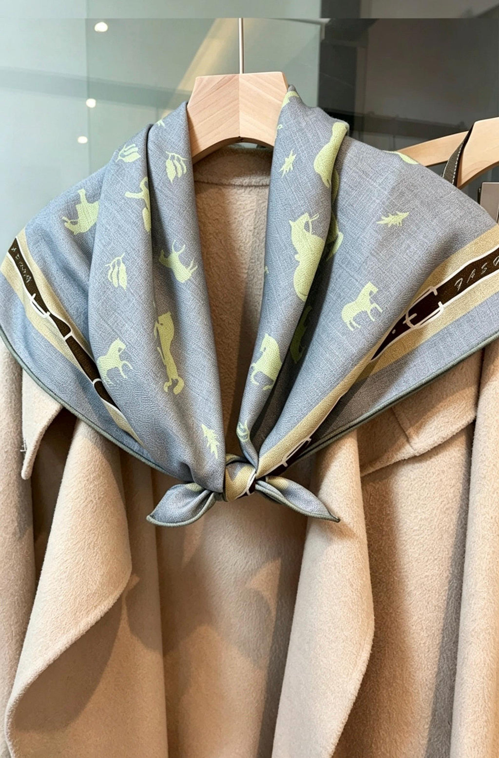 Silk Wool Scarf 35"x35" 88x88cm, Creamy Dust Blue Pony Silk Wool Square Scarf, Multifunctional Soft Shawl Wrap, Gift for Her