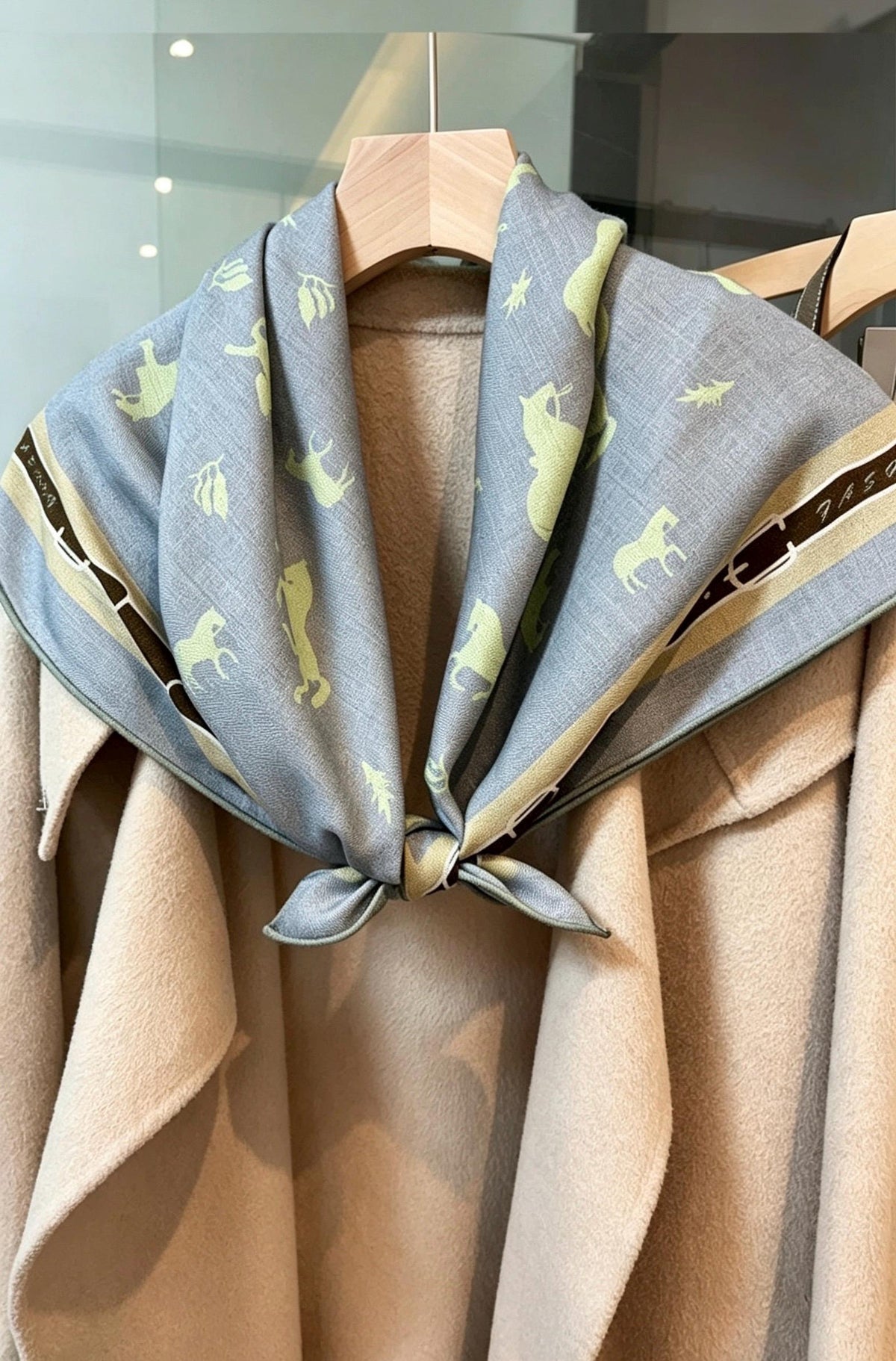 Silk Wool Scarf 35"x35" 88x88cm, Creamy Dust Blue Pony Silk Wool Square Scarf, Multifunctional Soft Shawl Wrap, Gift for Her