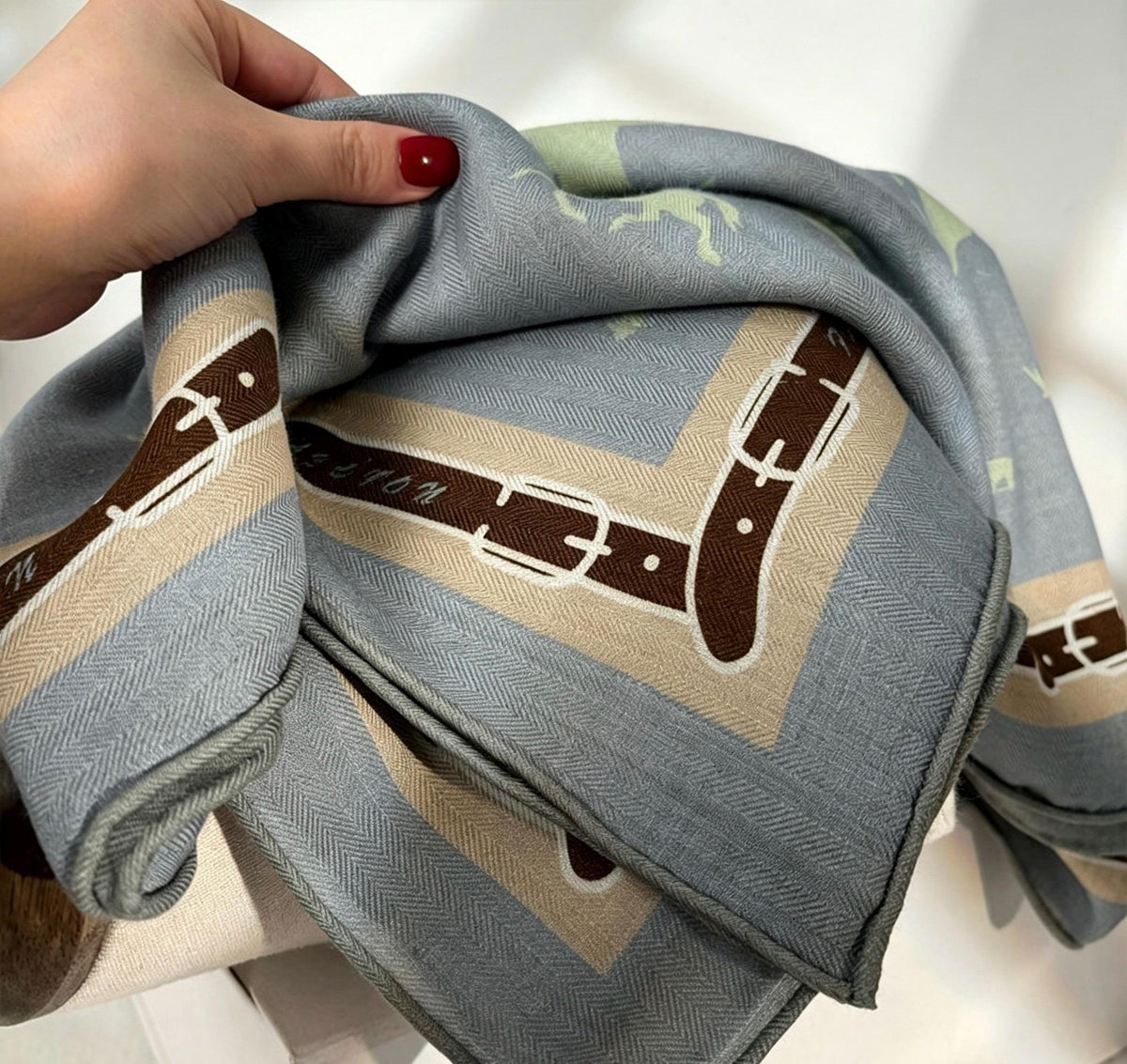 Silk Wool Scarf 35"x35" 88x88cm, Creamy Dust Blue Pony Silk Wool Square Scarf, Multifunctional Soft Shawl Wrap, Gift for Her