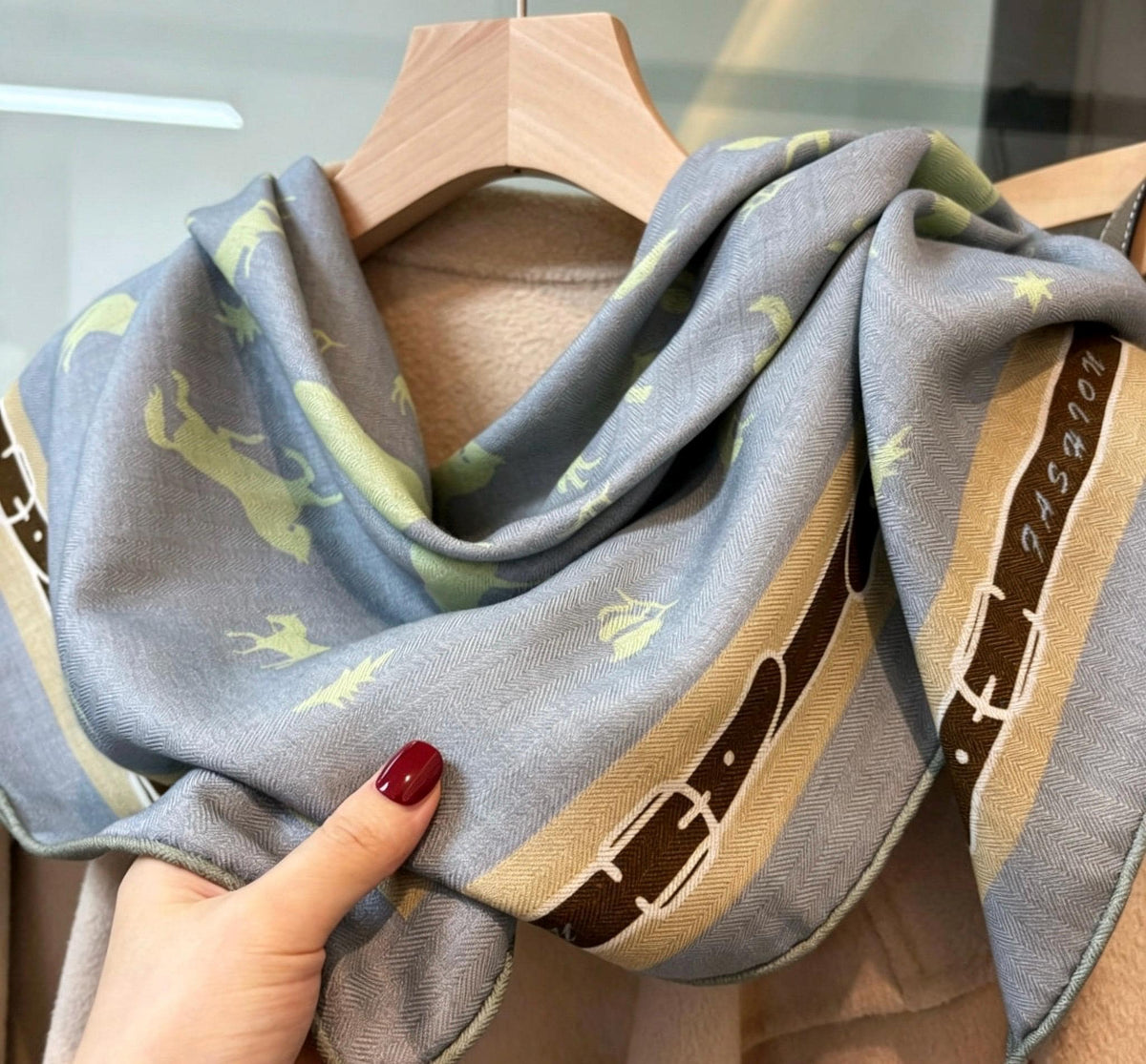 Silk Wool Scarf 35"x35" 88x88cm, Creamy Dust Blue Pony Silk Wool Square Scarf, Multifunctional Soft Shawl Wrap, Gift for Her