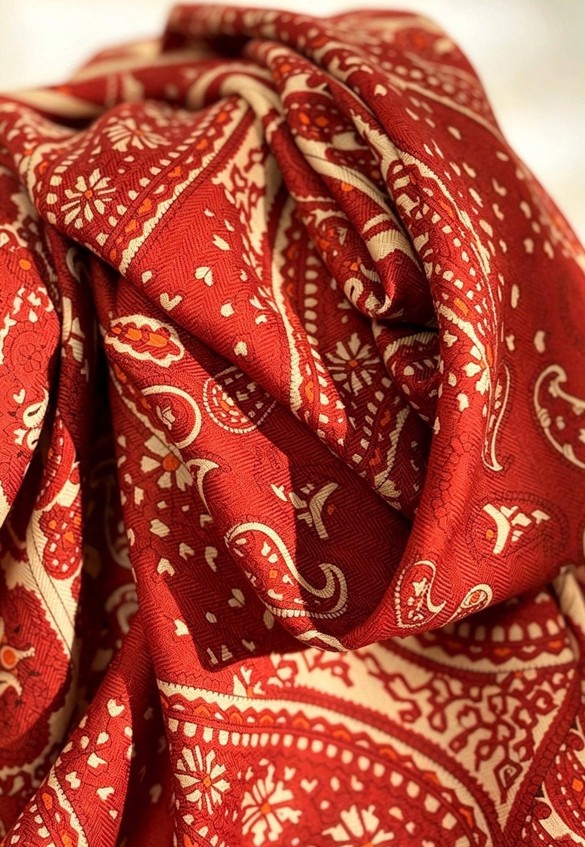 Silk Wool Scarf 35"x35" 88x88cm, Italian Paisley Luxury Silk Wool Square Scarf Shawl for Women
