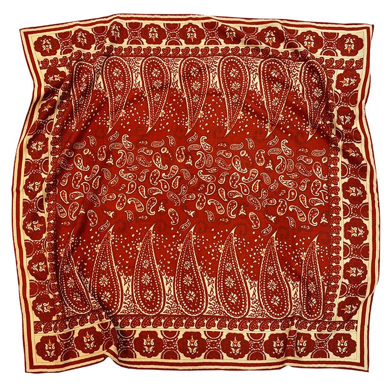 Silk Wool Scarf 35"x35" 88x88cm, Italian Paisley Luxury Silk Wool Square Scarf Shawl for Women