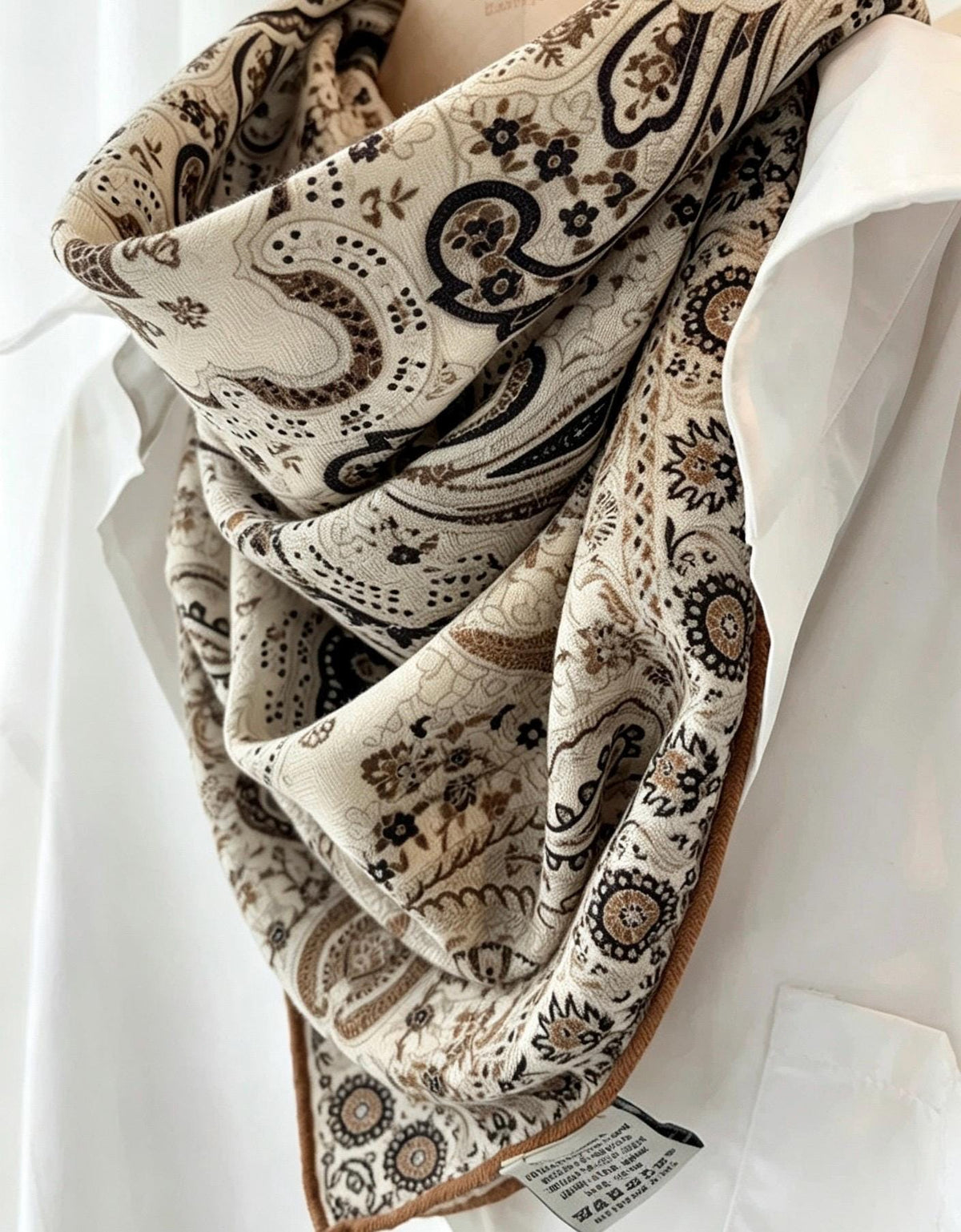 Silk Wool Scarf 35"x35" 88x88cm, Italian Paisley Silk Wool Square Scarf, Luxury Soft Shawl Wrap, Elegant Gift for Her