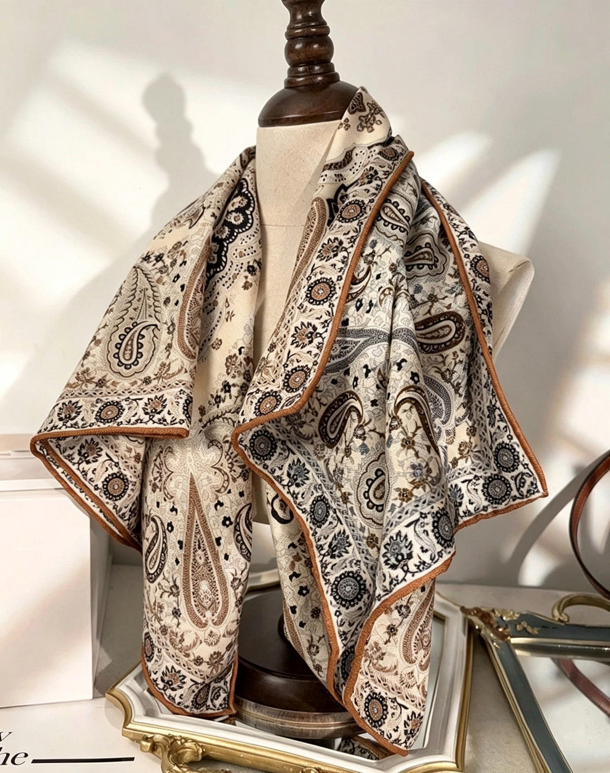 Silk Wool Scarf 35"x35" 88x88cm, Italian Paisley Silk Wool Square Scarf, Luxury Soft Shawl Wrap, Elegant Gift for Her