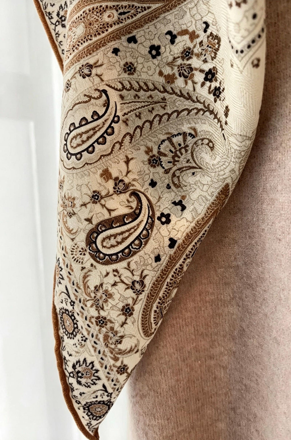 Silk Wool Scarf 35"x35" 88x88cm, Italian Paisley Silk Wool Square Scarf, Luxury Soft Shawl Wrap, Elegant Gift for Her