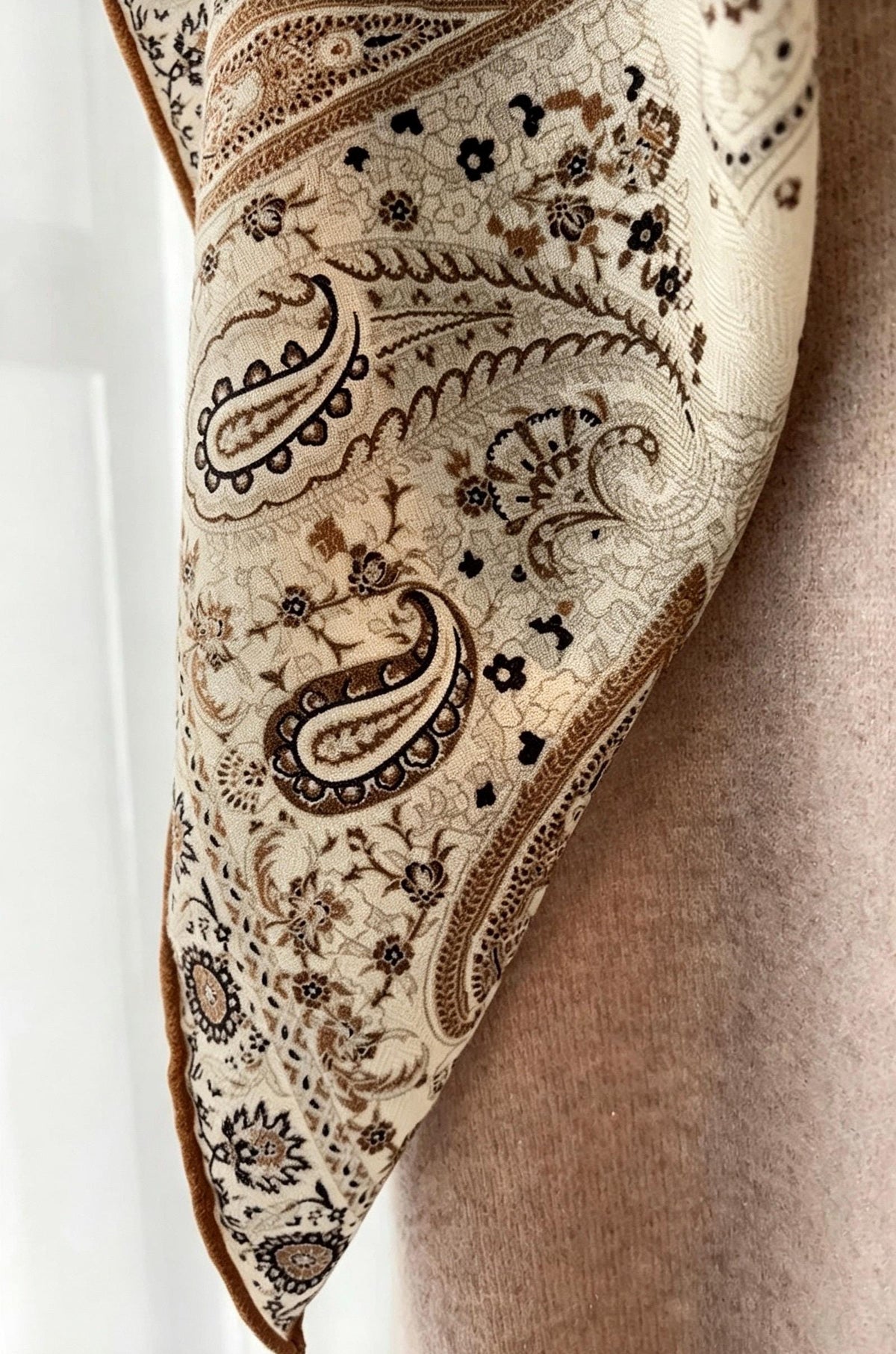 Silk Wool Scarf 35"x35" 88x88cm, Italian Paisley Silk Wool Square Scarf, Luxury Soft Shawl Wrap, Elegant Gift for Her
