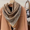 100% Mulberry Silk Scarf 35"x35" 88x88cm, Cappuccino 18mm Silk Twill Sandwashed Square Scarf, Vintage Retro Silk Shawl Wrap, Gift for Her