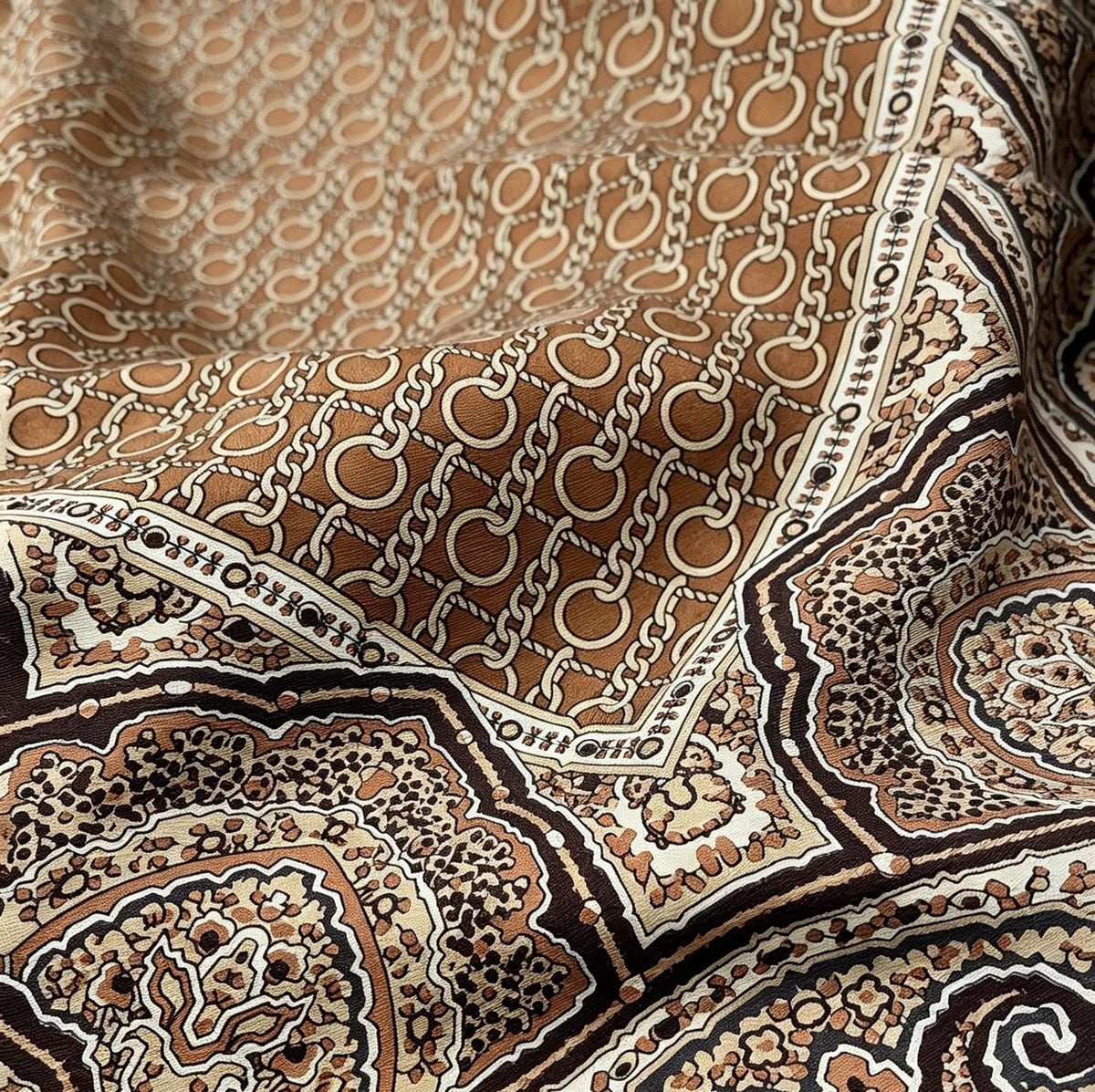 100% Mulberry Silk Scarf 35"x35" 88x88cm, Cappuccino 18mm Silk Twill Sandwashed Square Scarf, Vintage Retro Silk Shawl Wrap, Gift for Her