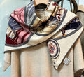 Silk Wool Scarf 35"x35" 88x88cm, Double Sided Fashion Chic Square Scarf Shawl, Lightweight Luxury Silk Wool Wrap, Gift for Her