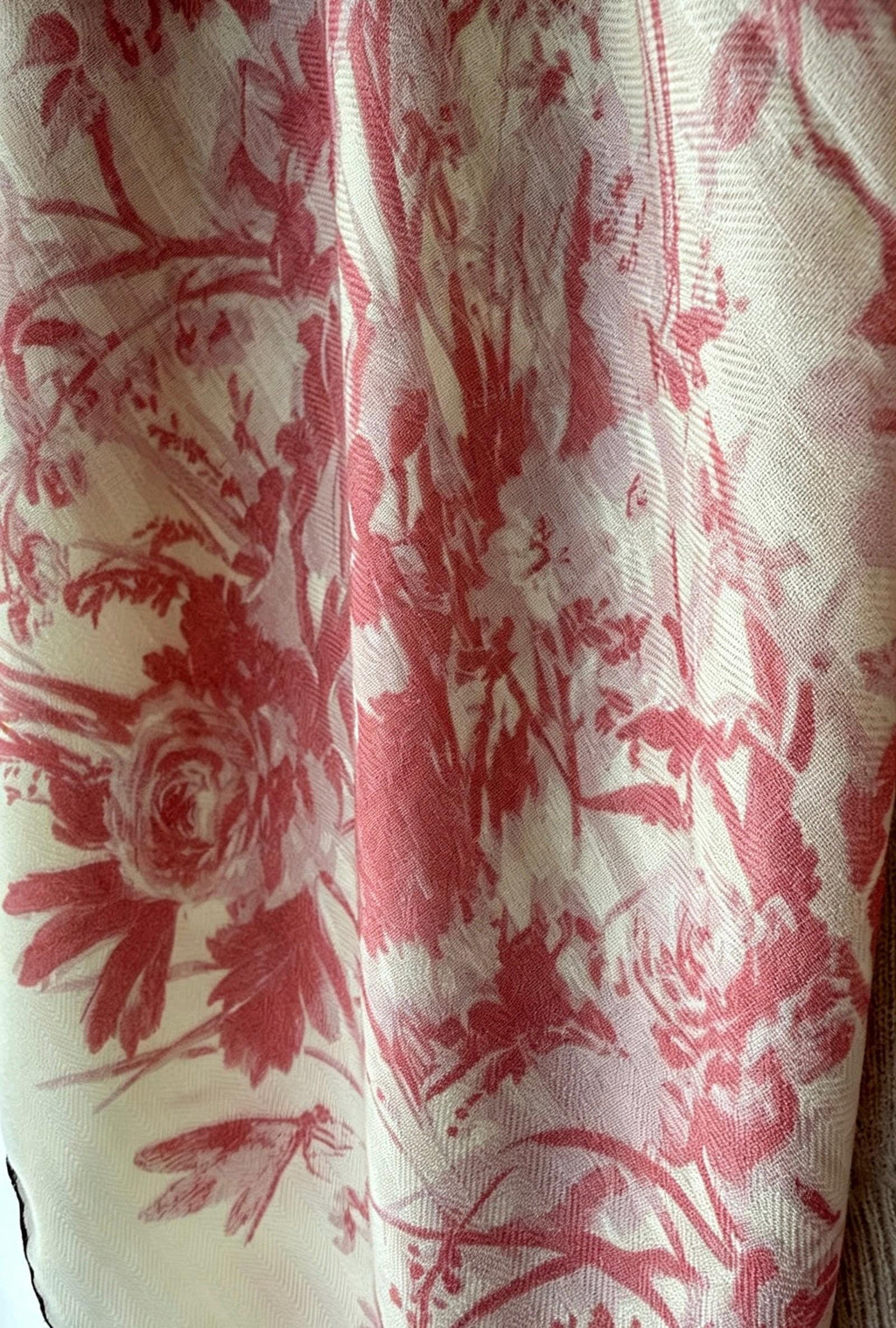 Silk Wool Scarf 53"x53" 135x135cm, Muted Pastel Pink Garden Floral Silk Wool Square Scarf, Winter Soft Shawl Wrap, Gift for Her