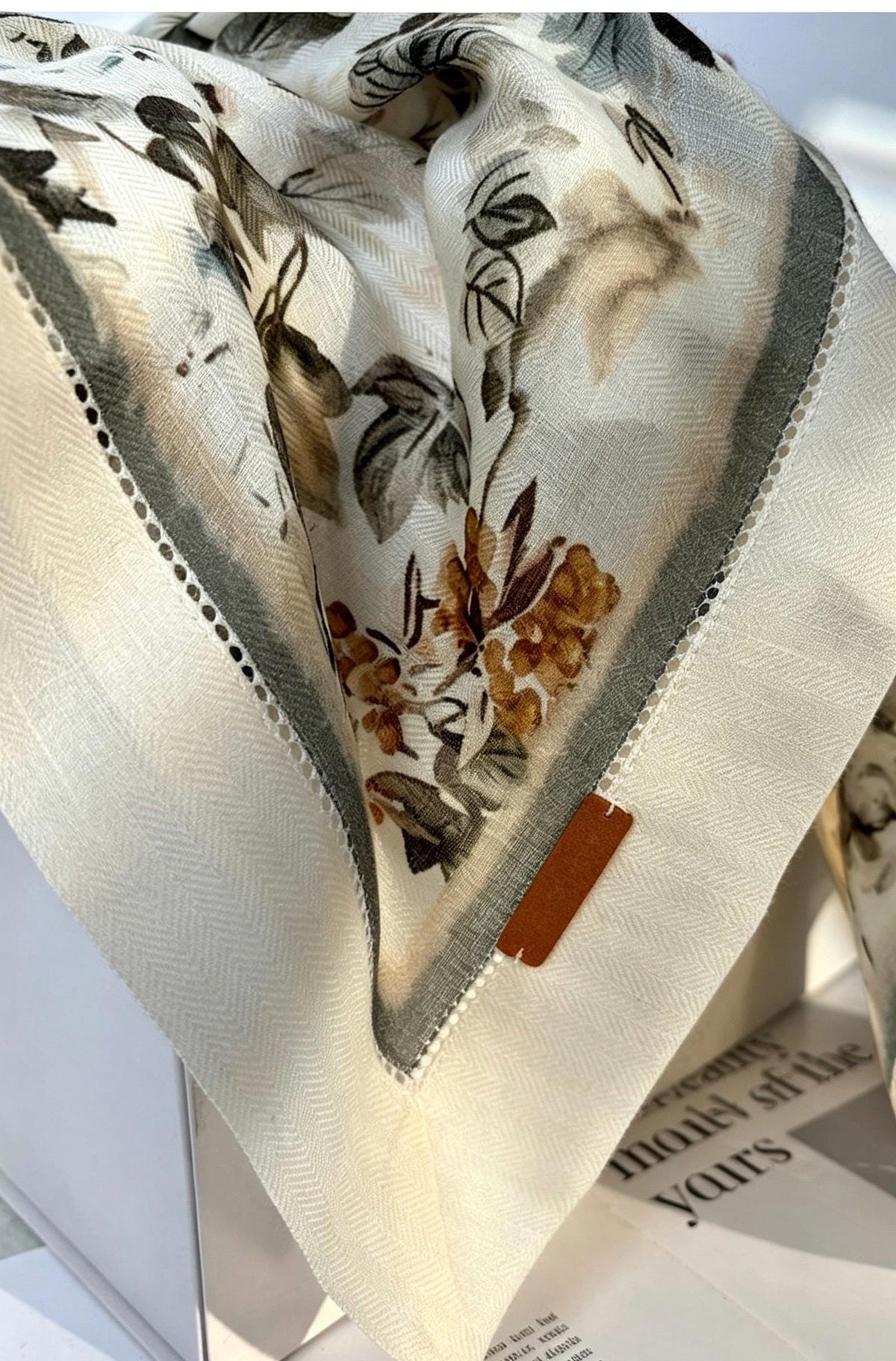100% Australian Wool Scarf 37"x37" 95x95cm, Chinese Vintage Hollow Out Wool Square Scarf Shawl, Oriental Cutout Wrap