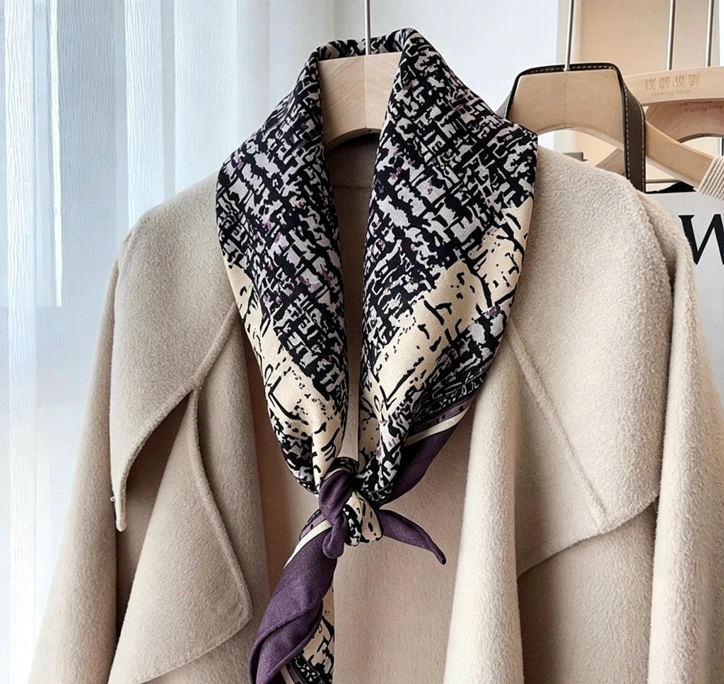 100% Australian Wool Scarf 35"x35" 88x88cm, Houndstooth Vintage Wool Square Scarf Shawl, Elegant Retro Wool Wrap, Gift for Her